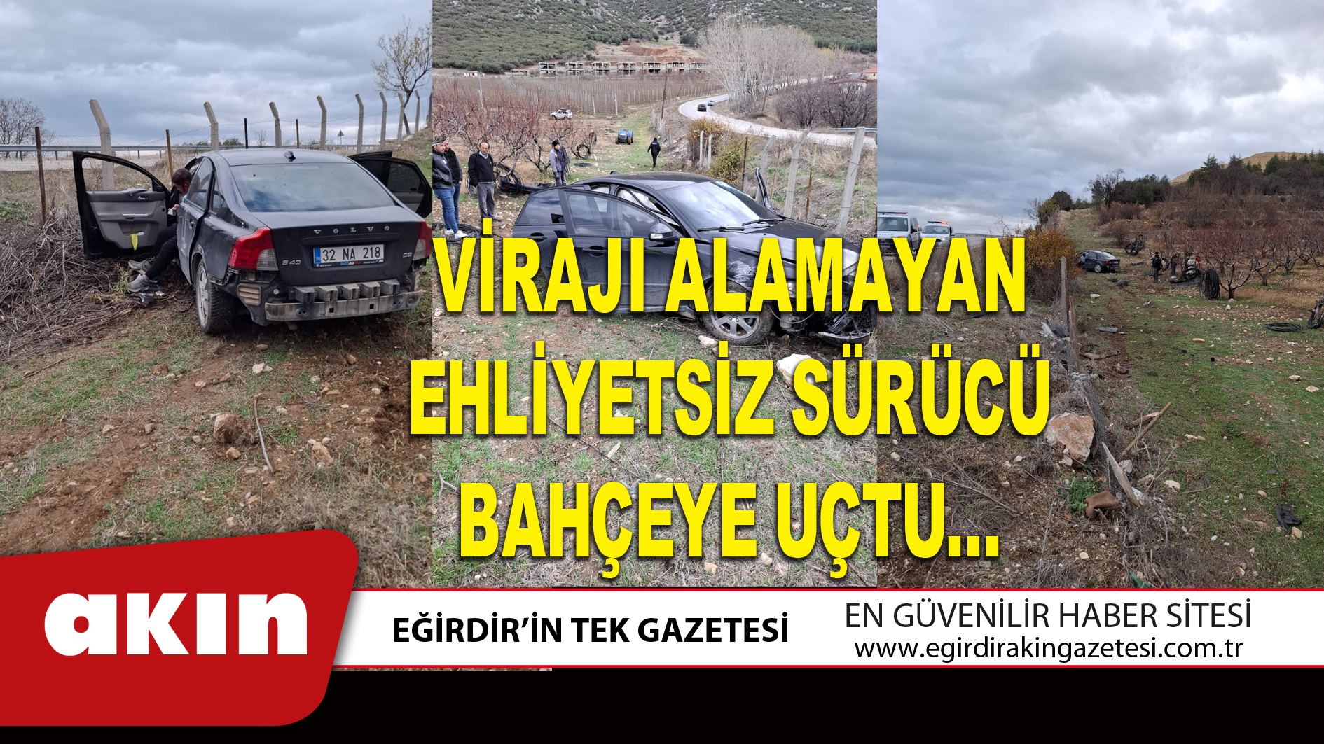 VİRAJI ALAMAYAN EHLİYETSİZ SÜRÜCÜ BAHÇEYE UÇTU…