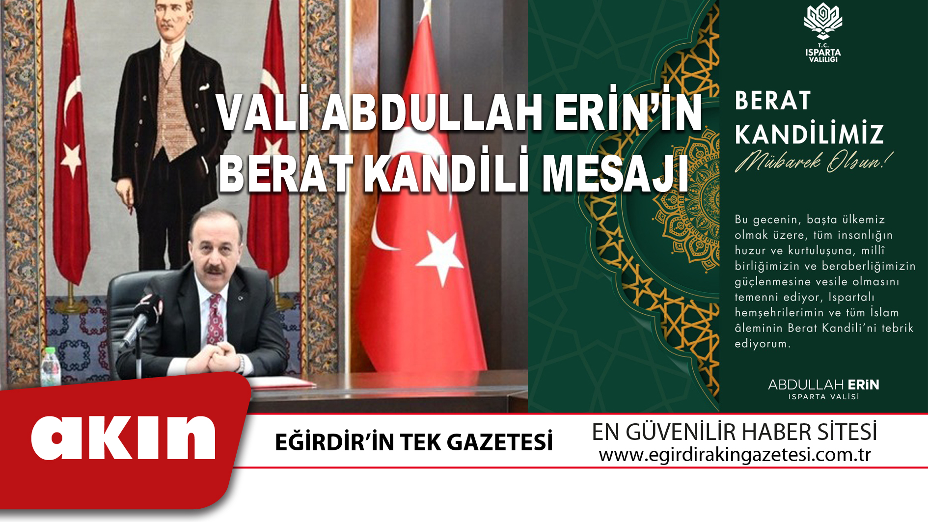 eğirdir haber,akın gazetesi,egirdir haberler,son dakika,VALİ ABDULLAH ERİN’İN BERAT KANDİLİ MESAJI