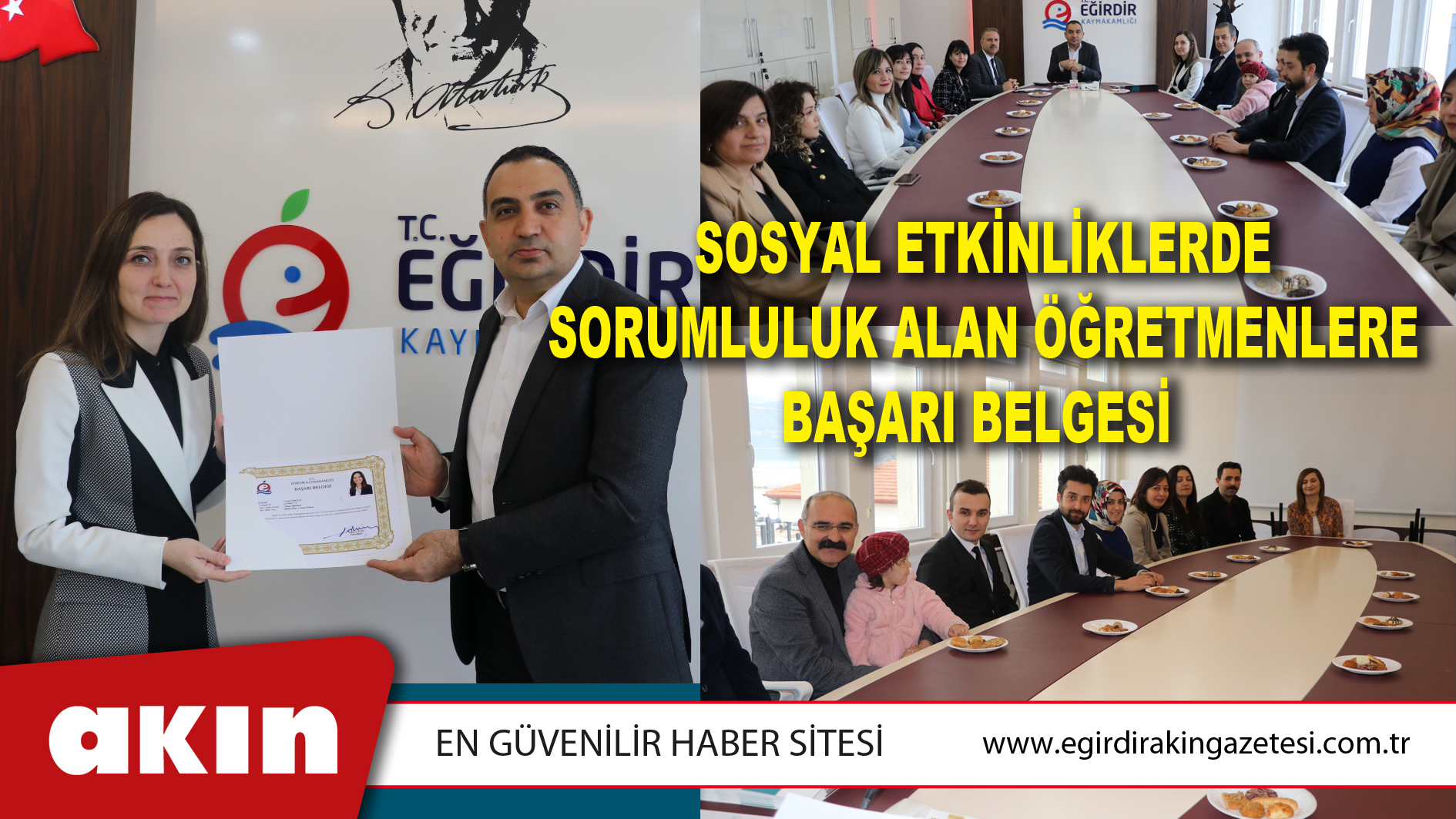 Sosyal Etkinliklerde Sorumluluk Alan Öğretmenlere Başarı Belgesi