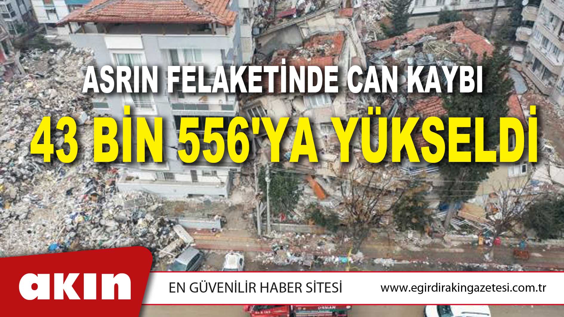 Asrın Felaketinde Can Kaybı 43 Bin 556'ya Yükseldi