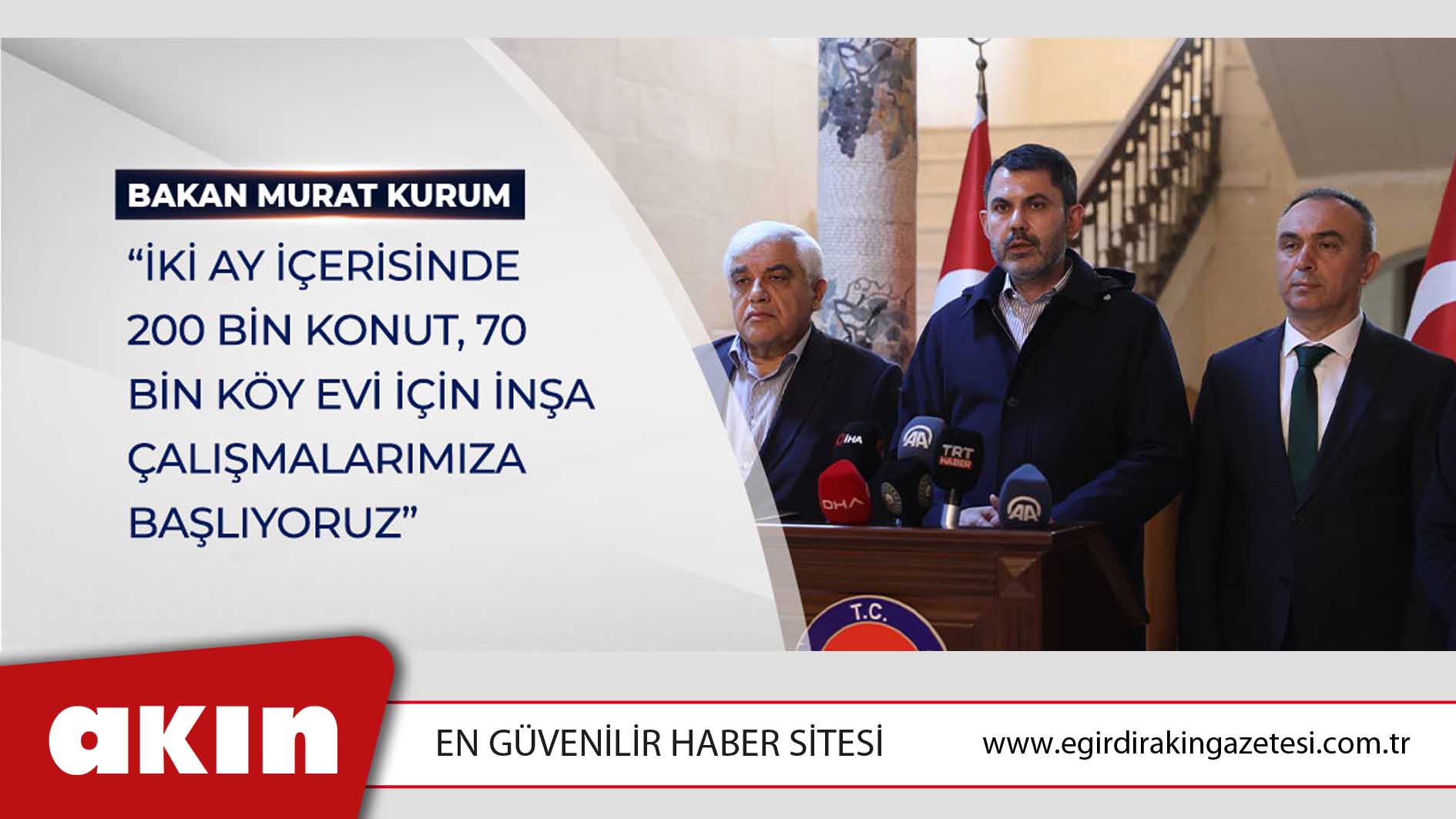 Bakan Kurum: “İki Ay İçerisinde 200 Bin Konut, 70 Bin Köy Evi İçin İnşa Çalışmalarımıza Başlıyoruz”