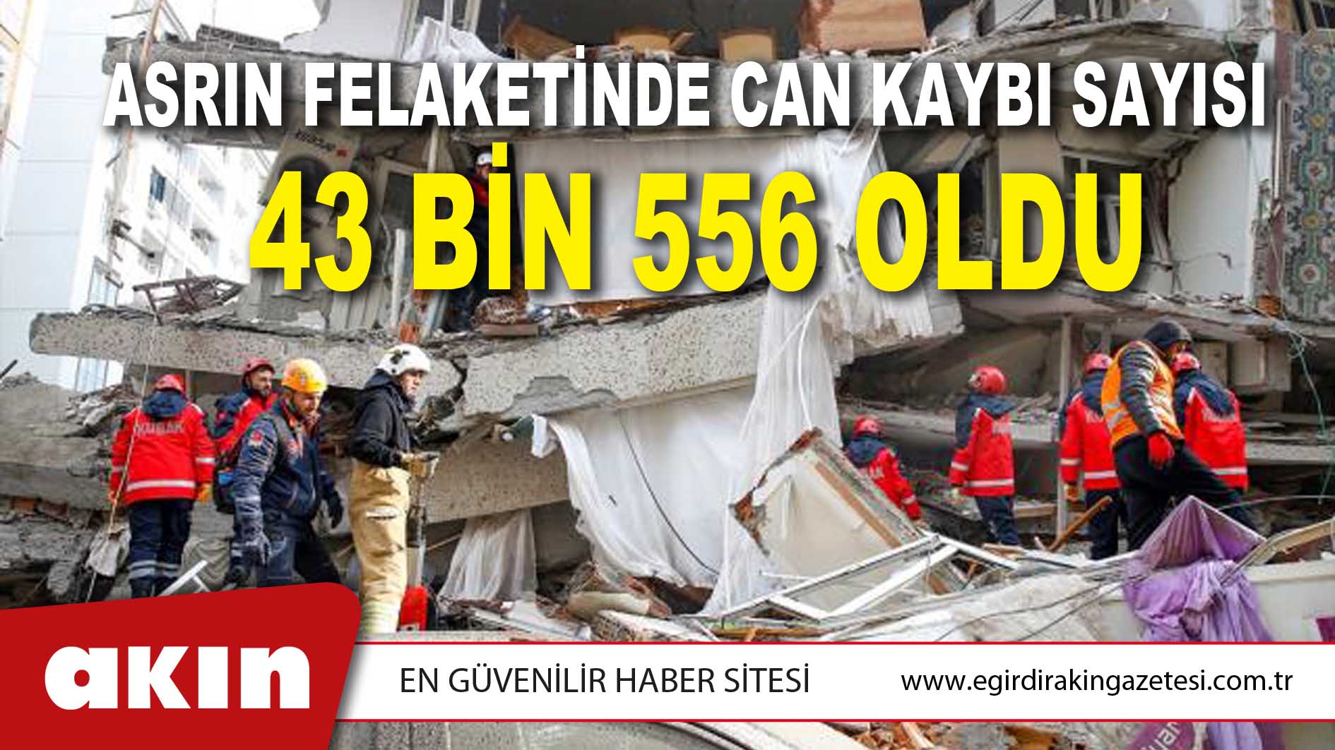 Asrın Felaketinde Can Kaybı Sayısı 43 Bin 556 Oldu