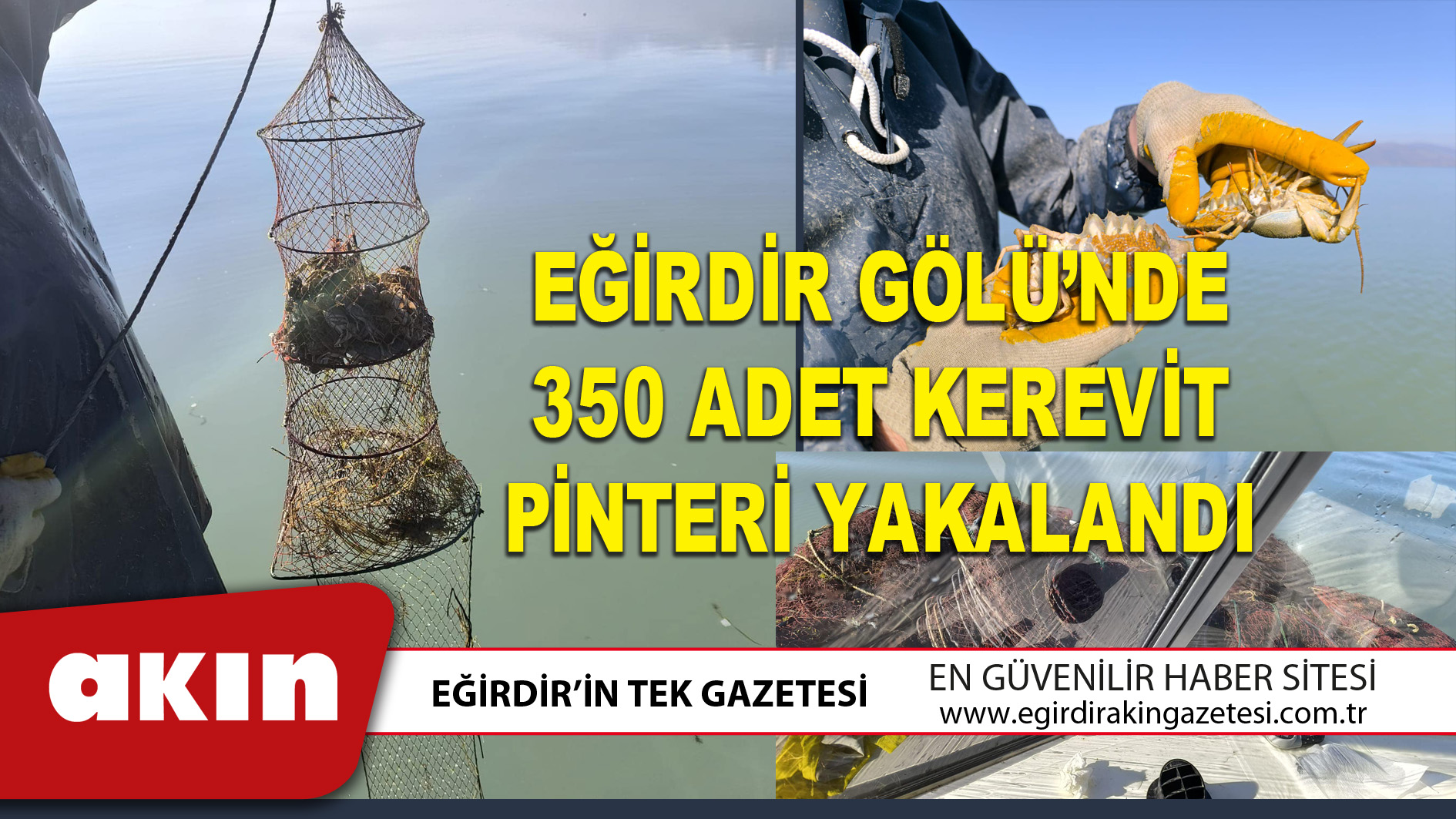 EĞİRDİR GÖLÜ’NDE 350 ADET KEREVİT PİNTERİ YAKALANDI