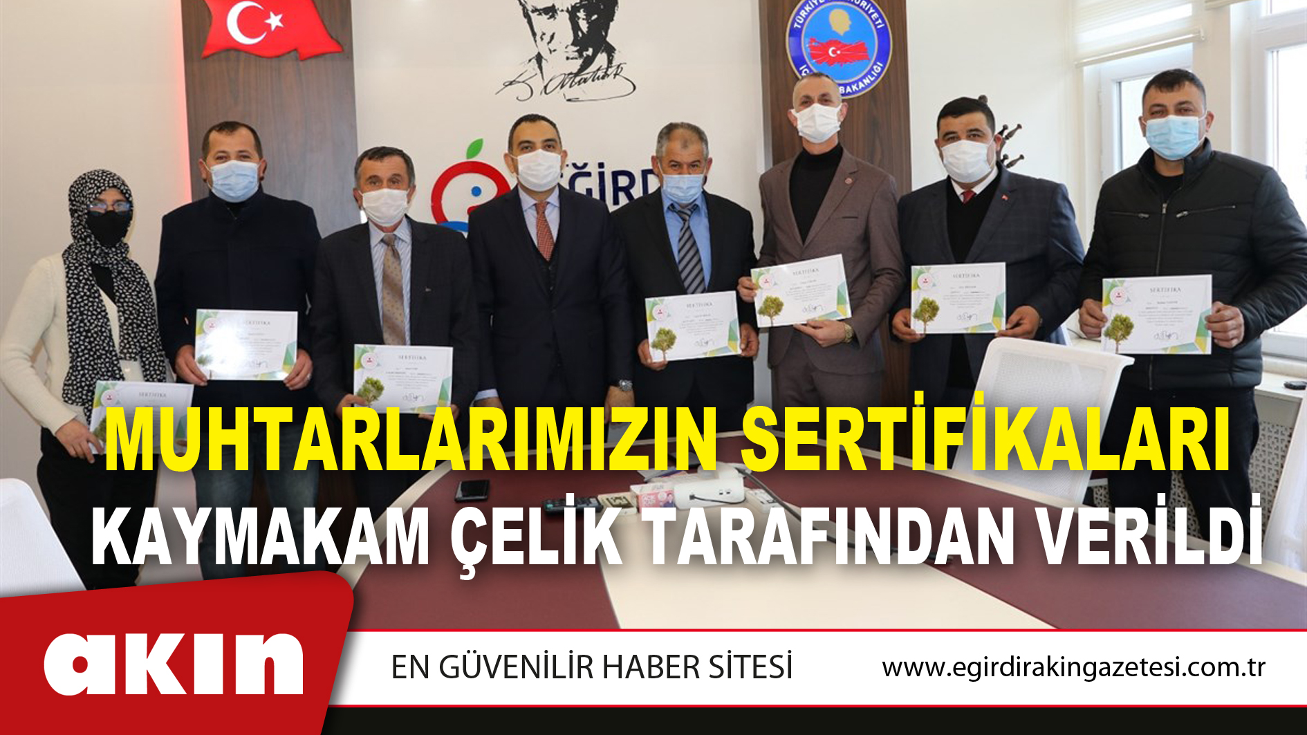 Muhtarlarımızın Sertifikaları  Kaymakam Çelik Tarafından Verildi