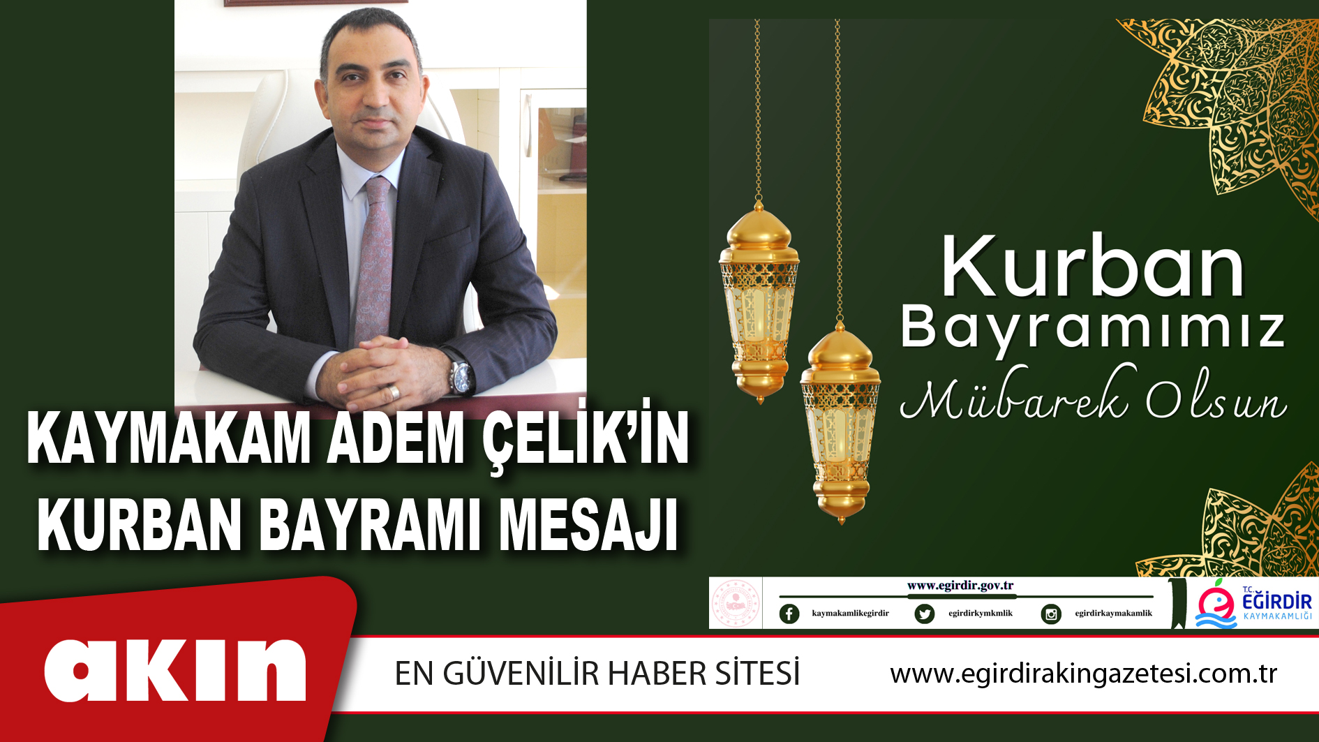 Kaymakam Adem Çelik’in Kurban Bayramı Mesajı