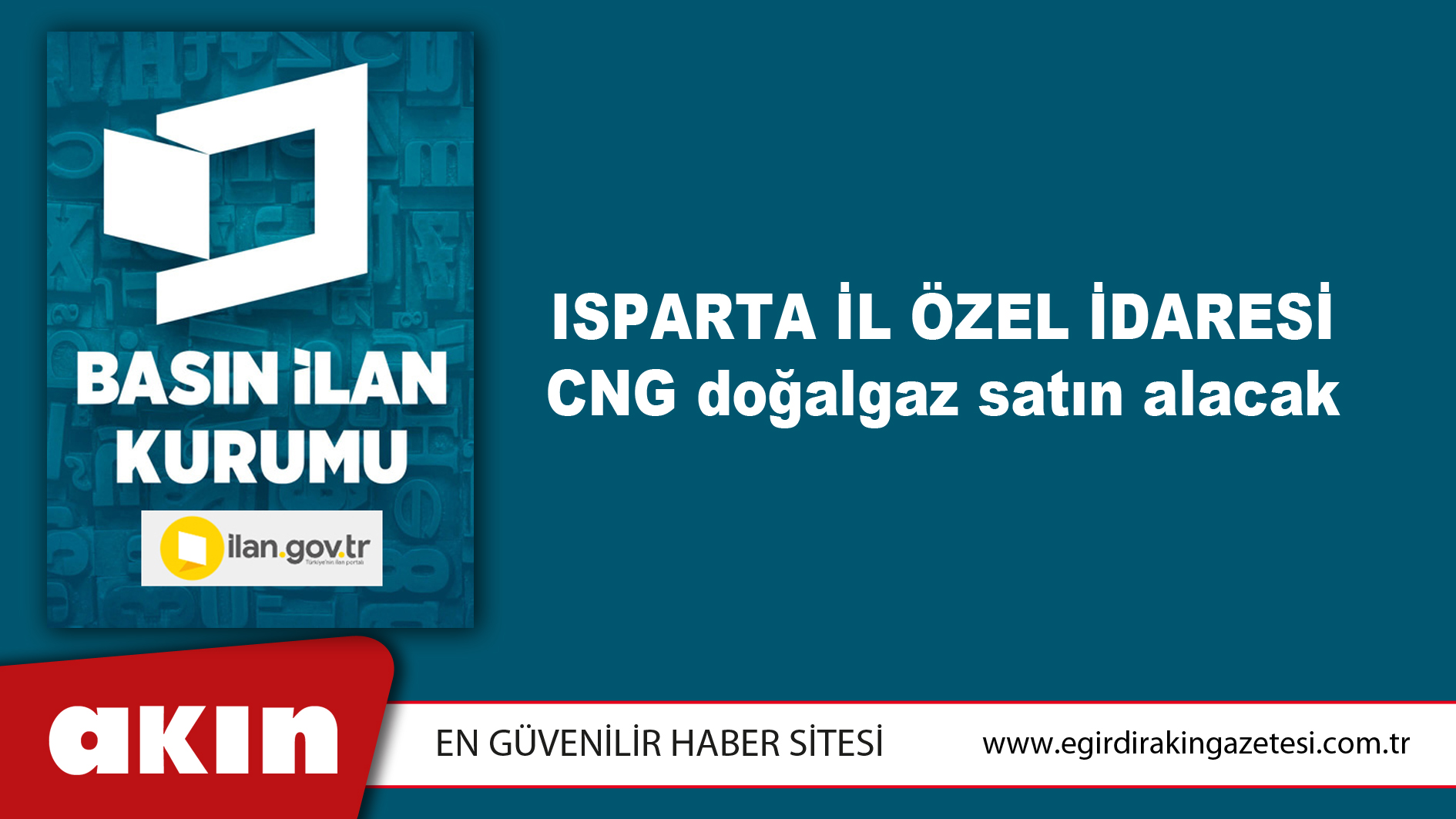 Isparta İl Özel İdaresi CNG doğalgaz satın alacak